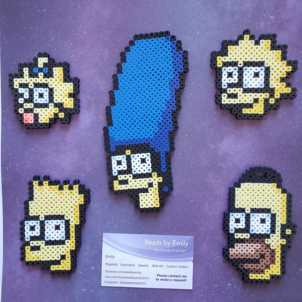 Simpsons Magnet Set - Homer Marge Lisa Maggie Bart - Handmade Nerdy Home Decor